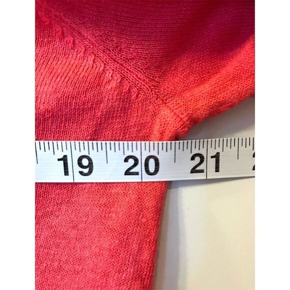 Boden Women's Linen V-Neck Pullover Sweater M Coral Pom-Pom Trim Casual Knit - Picture 8 of 13